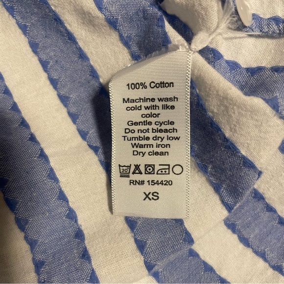 Clare V Charlotte Ruffled Striped Blue/White Blouse Size XS - Picture 10 of 10